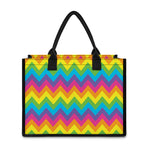Colorful Zigzag Pattern Print Canvas Tote Bag
