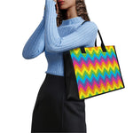 Colorful Zigzag Pattern Print Canvas Tote Bag