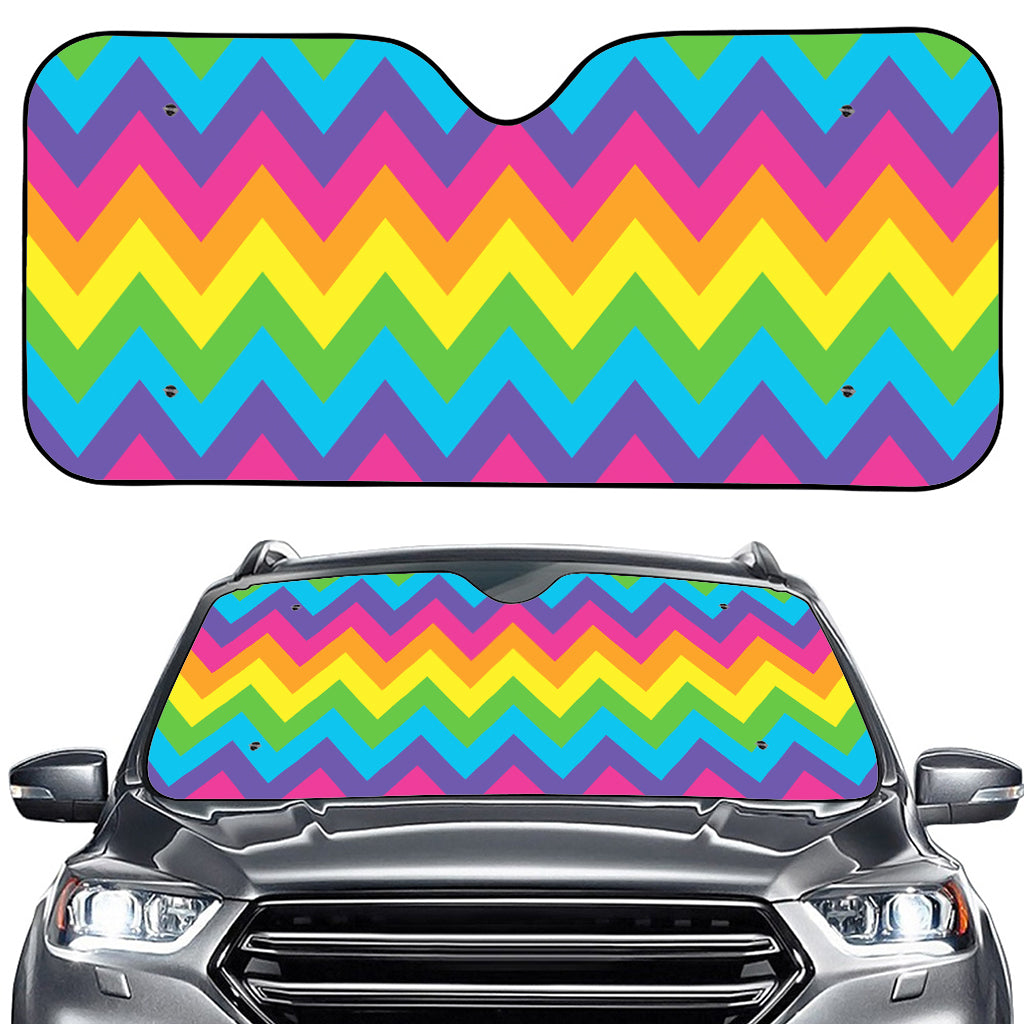 Colorful Zigzag Pattern Print Car Windshield Sun Shade