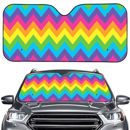 Colorful Zigzag Pattern Print Car Windshield Sun Shade