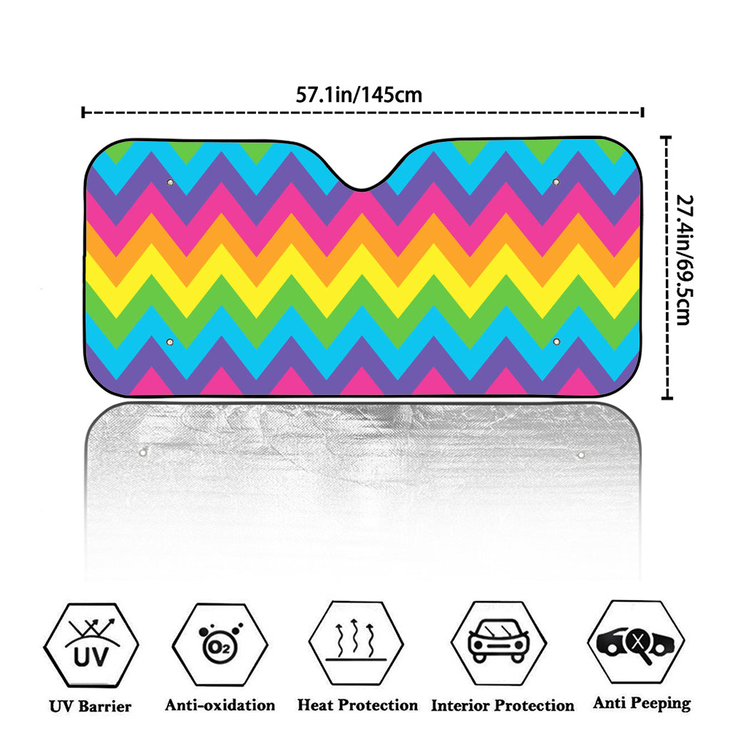 Colorful Zigzag Pattern Print Car Windshield Sun Shade