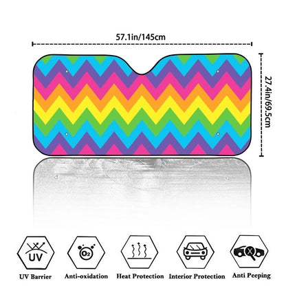 Colorful Zigzag Pattern Print Car Windshield Sun Shade