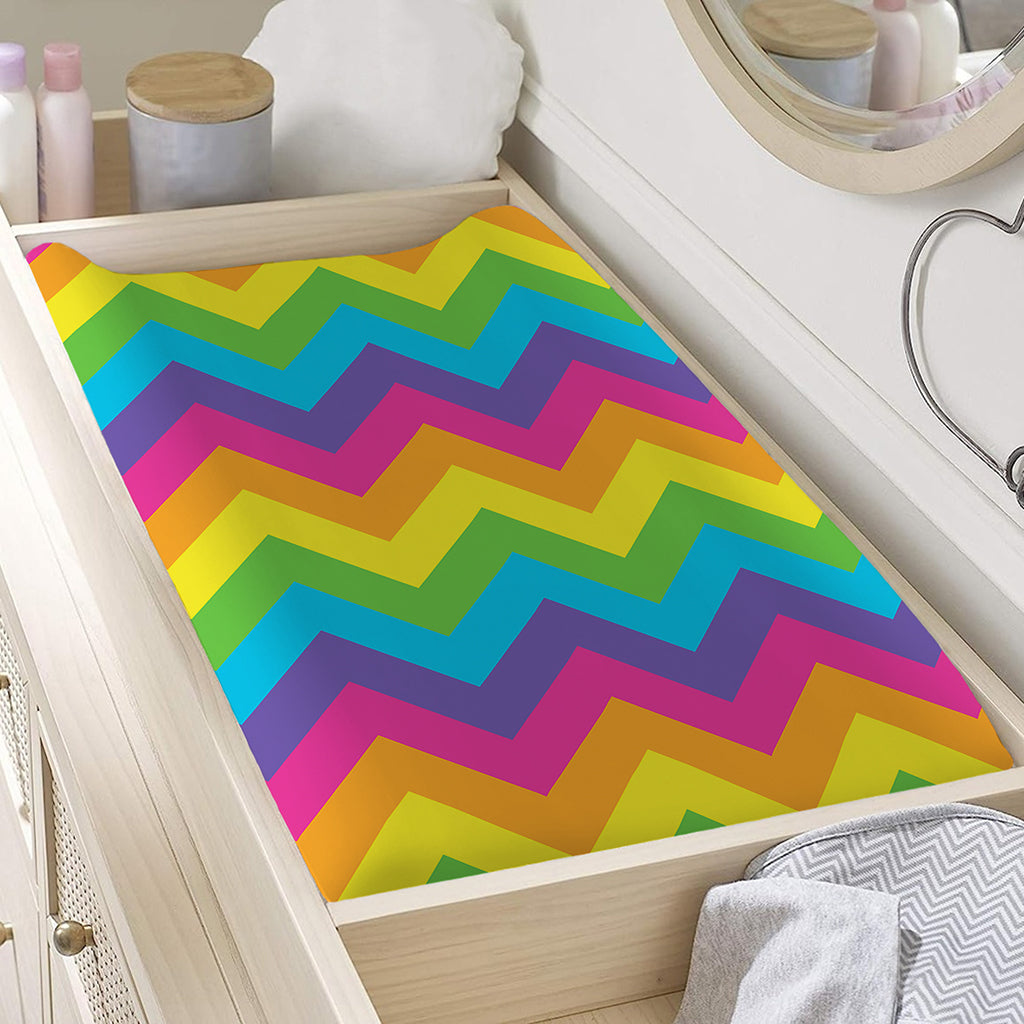 Colorful Zigzag Pattern Print Changing Pad Cover