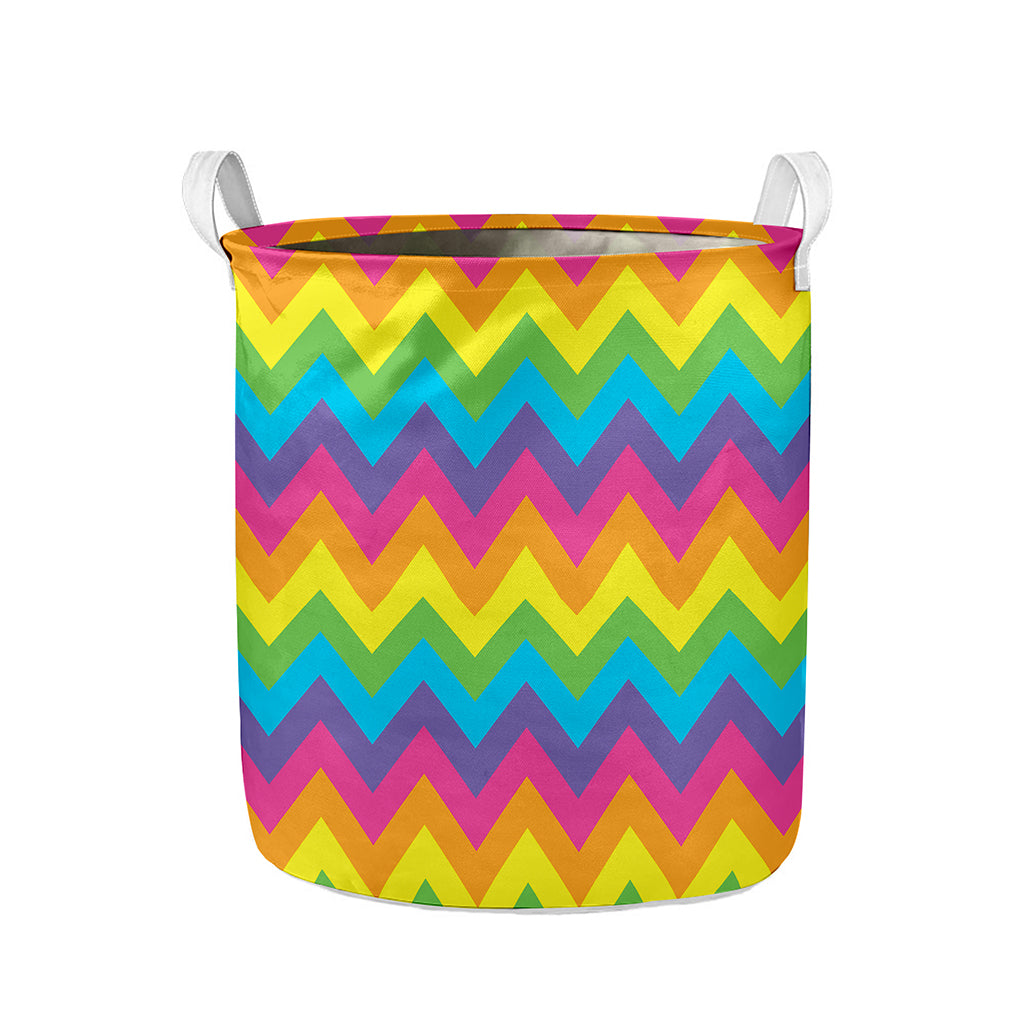 Colorful Zigzag Pattern Print Collapsible Laundry Basket