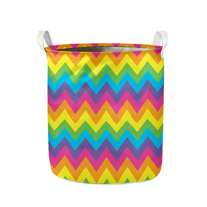 Colorful Zigzag Pattern Print Collapsible Laundry Basket