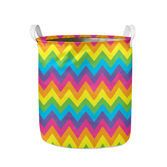 Colorful Zigzag Pattern Print Collapsible Laundry Basket