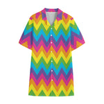 Colorful Zigzag Pattern Print Cotton Hawaiian Shirt