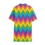 Colorful Zigzag Pattern Print Cotton Hawaiian Shirt
