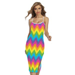 Colorful Zigzag Pattern Print Cross Back Cami Dress