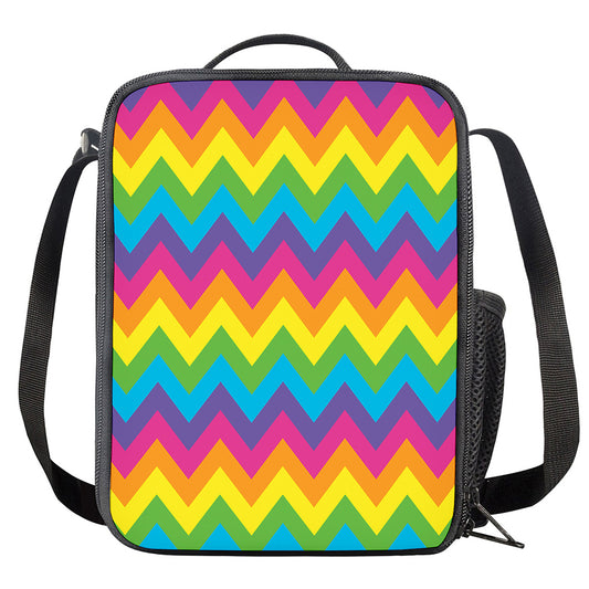 Colorful Zigzag Pattern Print Crossbody Lunch Bag