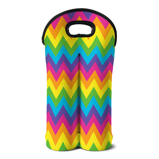 Colorful Zigzag Pattern Print Double Neoprene Wine Tote