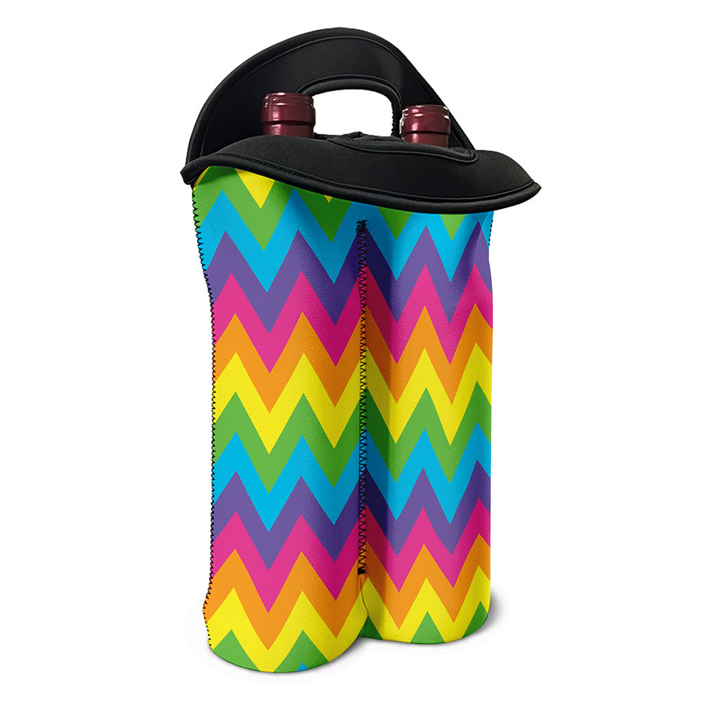 Colorful Zigzag Pattern Print Double Neoprene Wine Tote