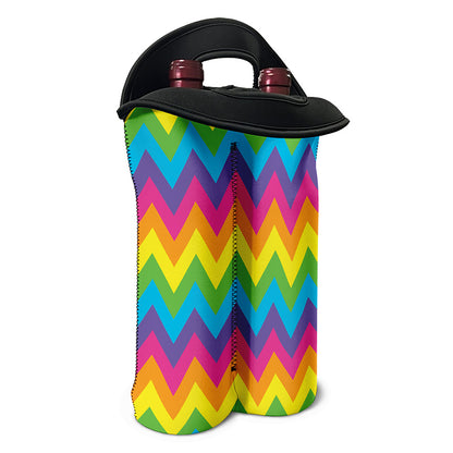 Colorful Zigzag Pattern Print Double Neoprene Wine Tote