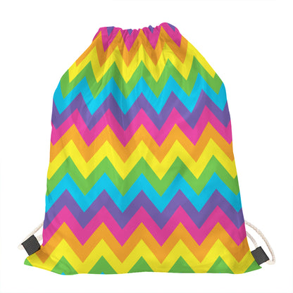 Colorful Zigzag Pattern Print Drawstring Bag