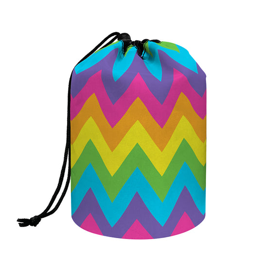 Colorful Zigzag Pattern Print Drawstring Makeup Bag