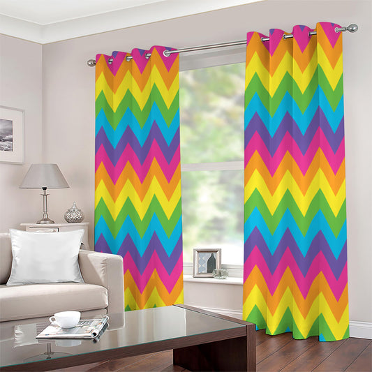 Colorful Zigzag Pattern Print Extra Wide Grommet Curtains