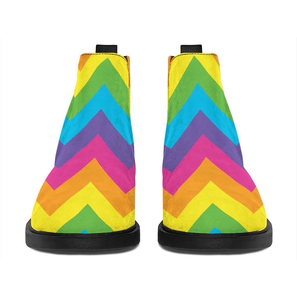 Colorful Zigzag Pattern Print Flat Ankle Boots