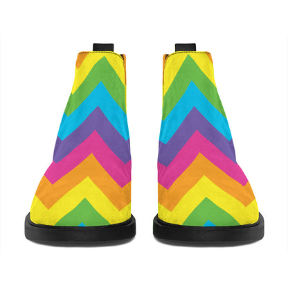 Colorful Zigzag Pattern Print Flat Ankle Boots