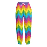 Colorful Zigzag Pattern Print Fleece Lined Knit Pants