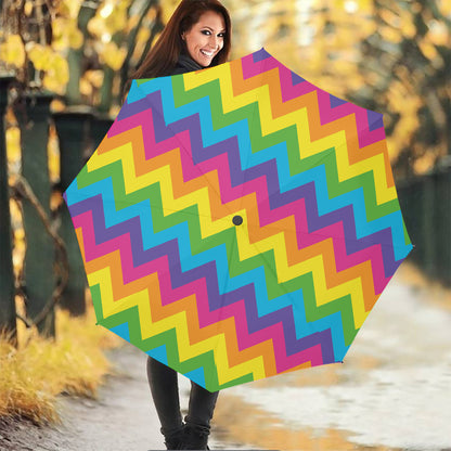 Colorful Zigzag Pattern Print Foldable Umbrella
