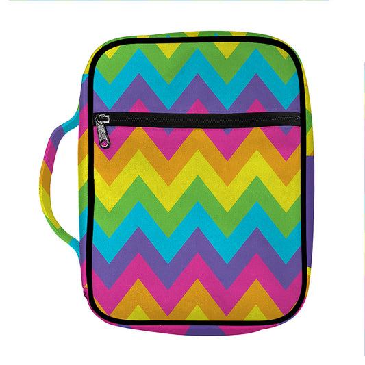 Colorful Zigzag Pattern Print Front Pocket Bible Bag