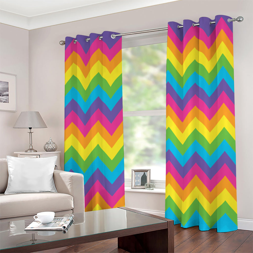 Colorful Zigzag Pattern Print Grommet Curtains