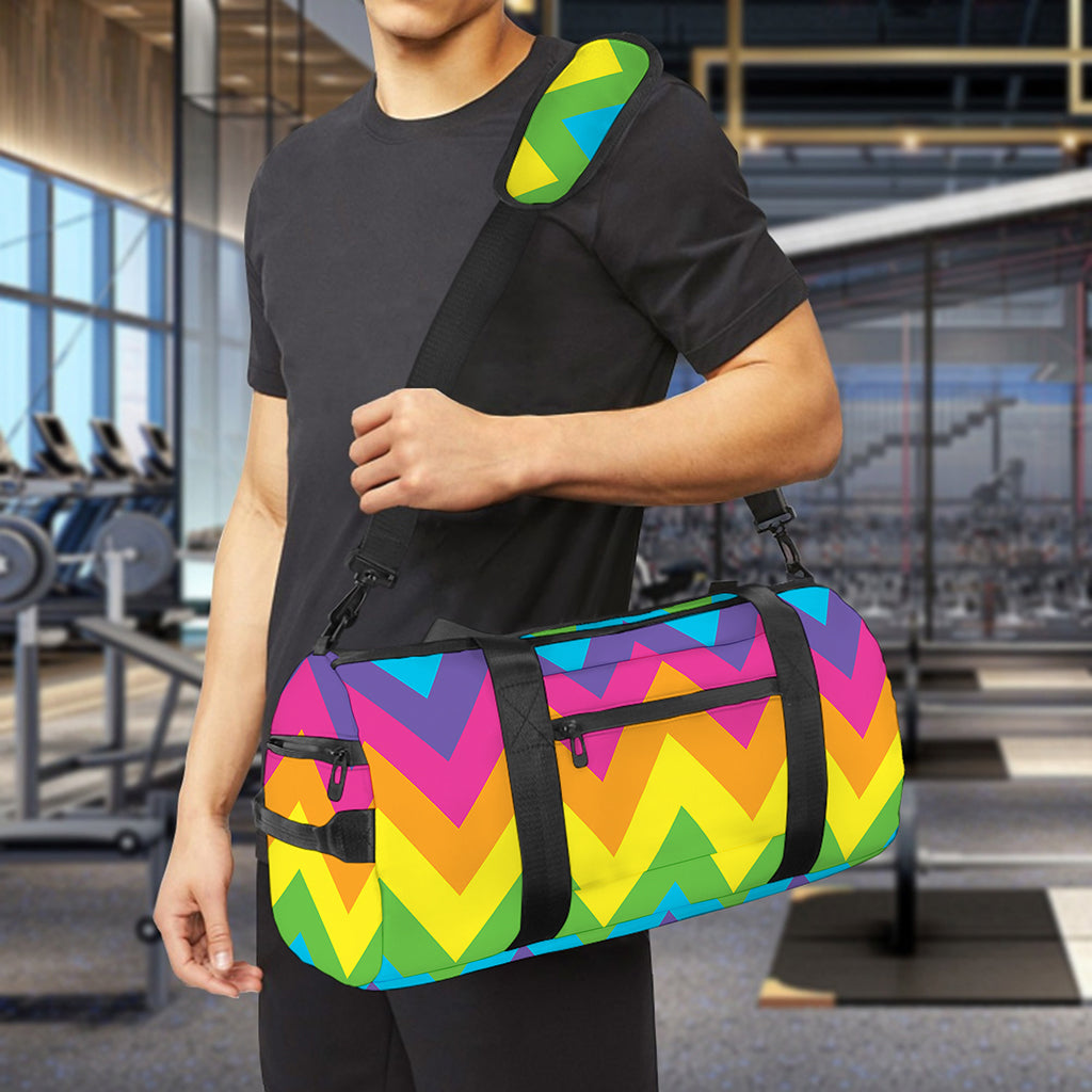 Colorful Zigzag Pattern Print Gym Bag
