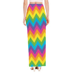 Colorful Zigzag Pattern Print High Slit Maxi Skirt