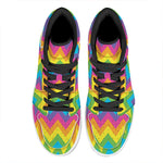 Colorful Zigzag Pattern Print High Top Leather Sneakers