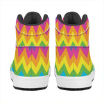 Colorful Zigzag Pattern Print High Top Leather Sneakers