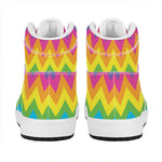 Colorful Zigzag Pattern Print High Top Leather Sneakers