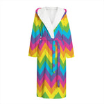 Colorful Zigzag Pattern Print Hooded Bathrobe