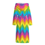 Colorful Zigzag Pattern Print Hooded Bathrobe