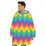 Colorful Zigzag Pattern Print Hoodie Blanket