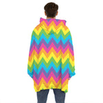 Colorful Zigzag Pattern Print Hoodie Blanket