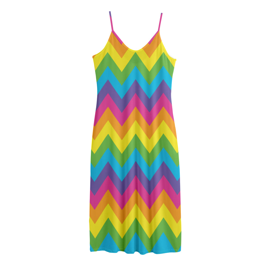 Colorful Zigzag Pattern Print Jersey Midi Cami Dress