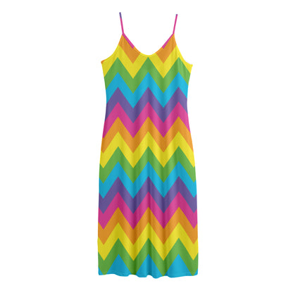 Colorful Zigzag Pattern Print Jersey Midi Cami Dress