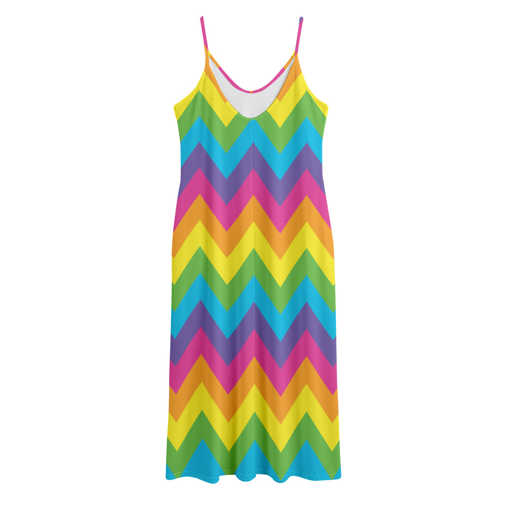 Colorful Zigzag Pattern Print Jersey Midi Cami Dress