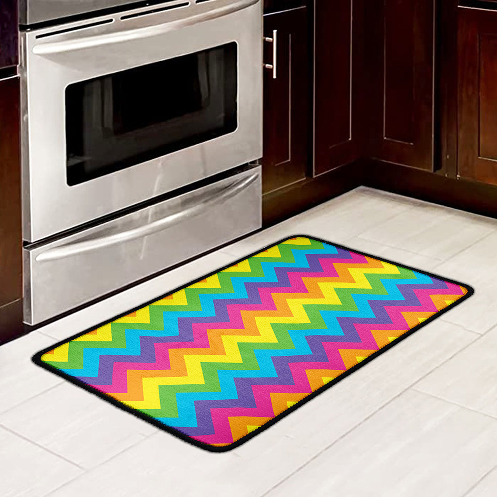 Colorful Zigzag Pattern Print Kitchen Mat