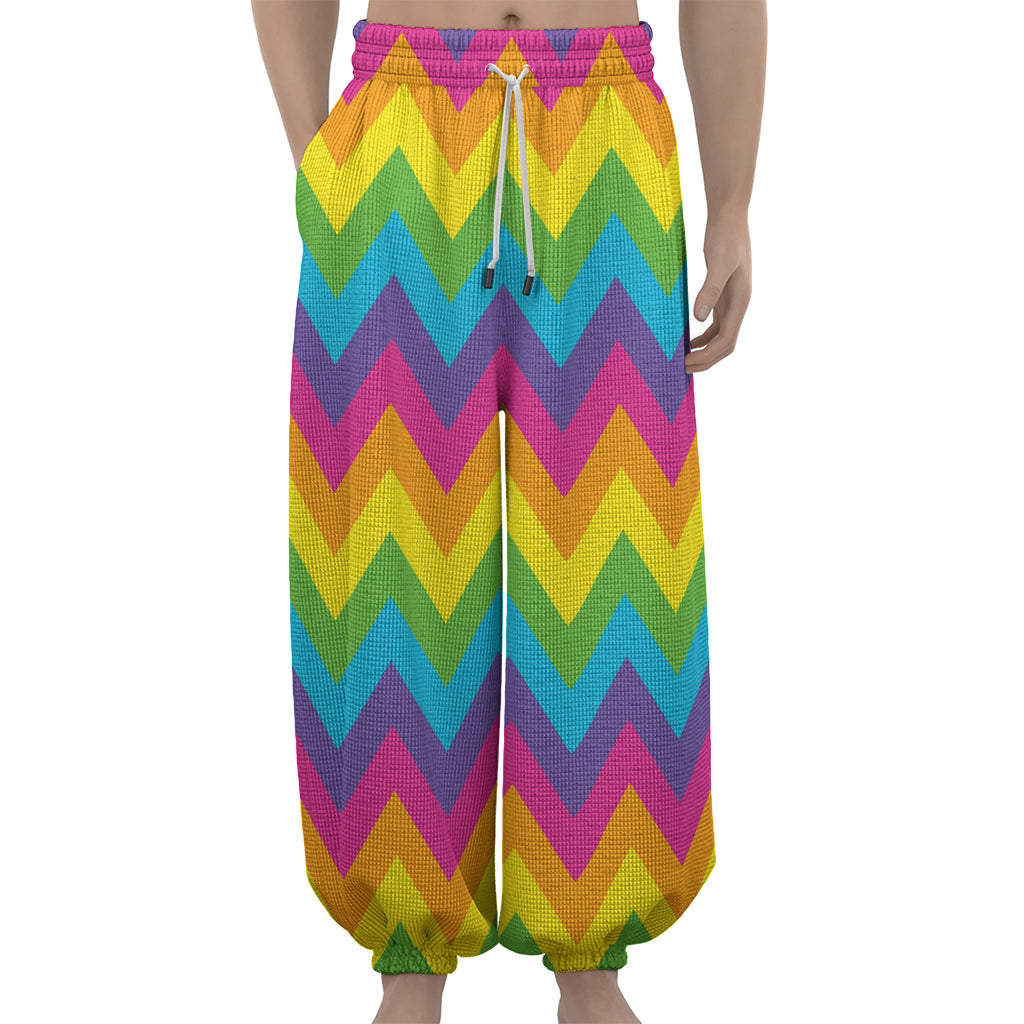 Colorful Zigzag Pattern Print Lantern Pants