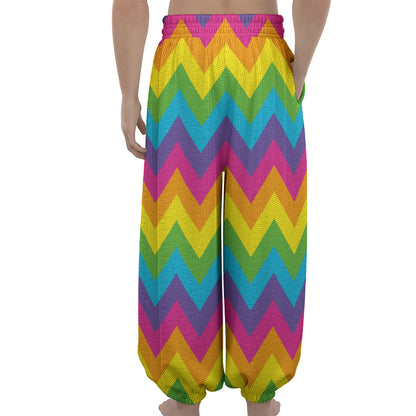 Colorful Zigzag Pattern Print Lantern Pants