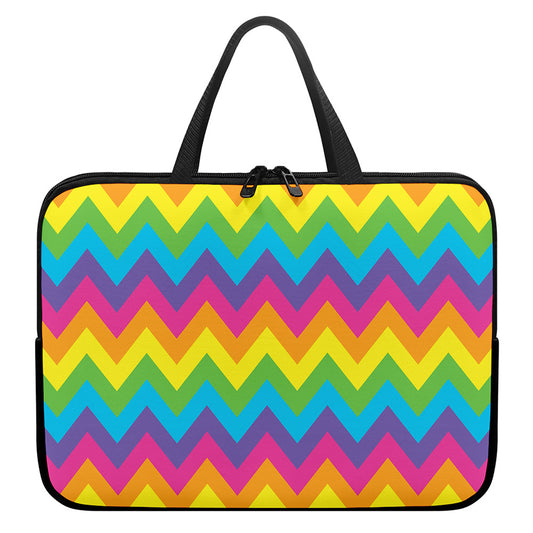 Colorful Zigzag Pattern Print Laptop Sleeve With Handle