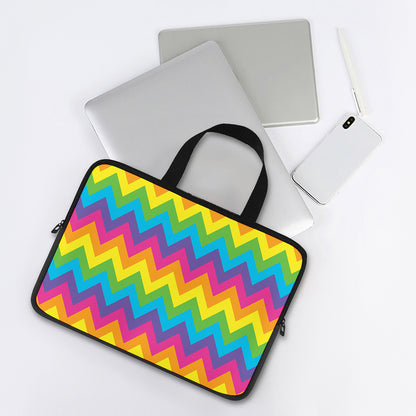 Colorful Zigzag Pattern Print Laptop Sleeve With Handle