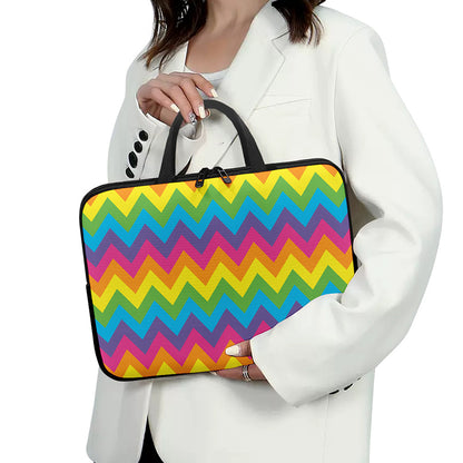 Colorful Zigzag Pattern Print Laptop Sleeve With Handle