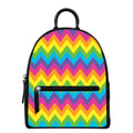 Colorful Zigzag Pattern Print Leather Backpack