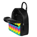 Colorful Zigzag Pattern Print Leather Backpack
