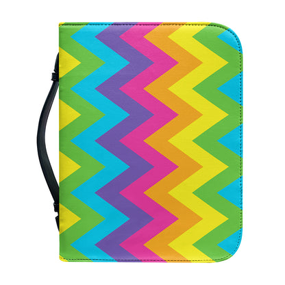 Colorful Zigzag Pattern Print Leather Bible Cover