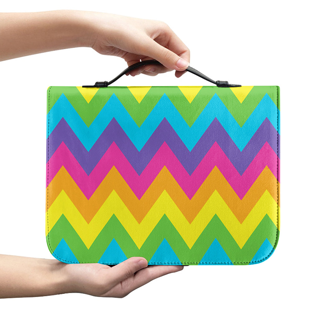 Colorful Zigzag Pattern Print Leather Bible Cover