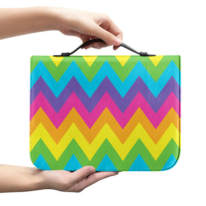Colorful Zigzag Pattern Print Leather Bible Cover