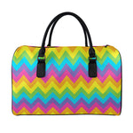 Colorful Zigzag Pattern Print Leather Duffle Bag